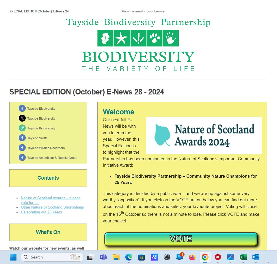 Tayside Biodiversity E-News SPECIAL EDITION (October) 28 - 2024