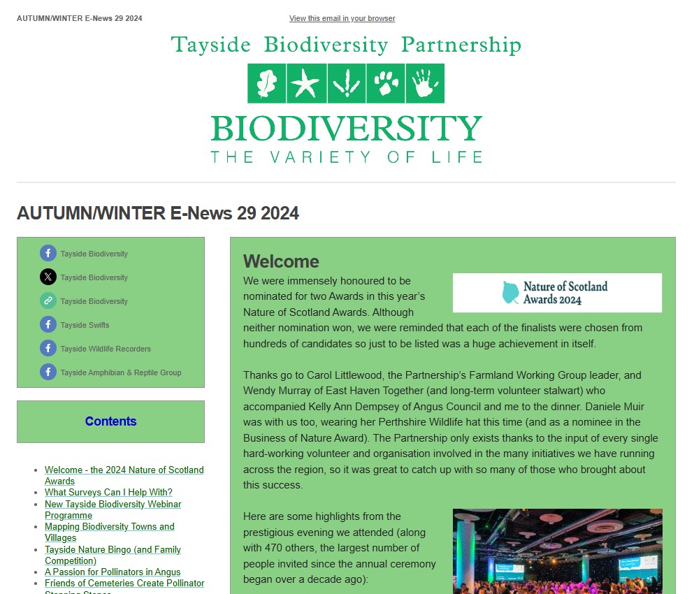 Tayside Biodiversity E-News AUTUMN/WINTER E-News 29 2024